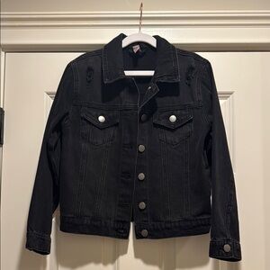GIRLS size 10 Black Distressed Denim Jacket